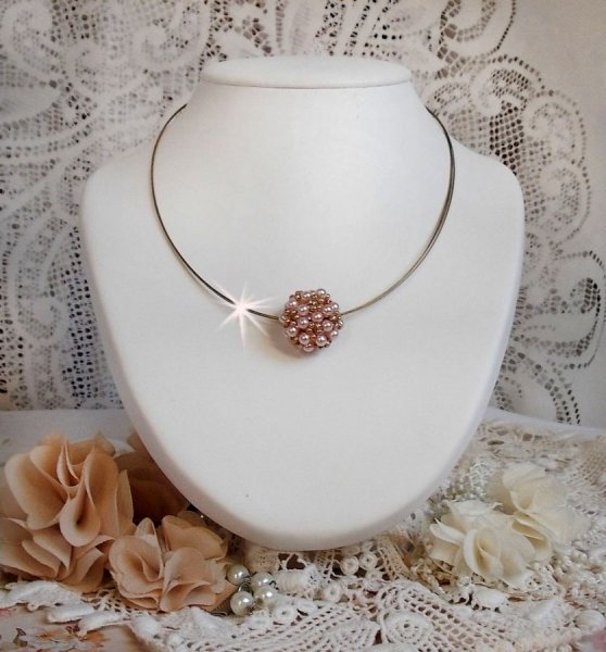 Perlmuttkugeln-Anh&auml;ngerkette mit Perlmuttperlen aus Swarovski-Kristall