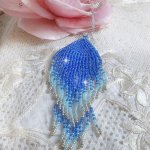 Anhänger Süße Blaue Träume kreiert mit hochwertigen Rocailles in Himmelblau, Saphir, Silber mit Zubehör in Silber 925/1000