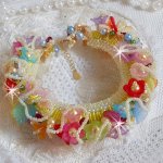 Garden Flowers Armband mit Swarovski Perlen, Frosted Blumen, 3 Mikron vergoldeter Verschluss