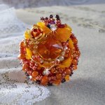 Ring Les Rêves d'Acapulco bestickt mit Swarovski-Kristallen, Miyuki-Rocailles, Glas und Perlen im Boho-Ethno-Stil