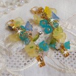 BO Bella Yellow montiert mit Swarovski-Kristallen, Frosted Flowers und Perlmuttperlen 