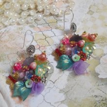 BO Krone Chic Frühling geschaffen mit verschiedenen Blumen, Murano-Perlen, Kristalle, verschiedene Accessoires und Ohrhaken in Silber 925/1000