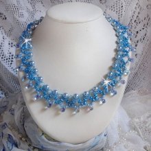 Light Azur Halskette mit Perlmuttperlen aus Swarovski-Kristall und Glastropfen