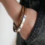 Metallbarrenarmband aus Leder Double-Turn 