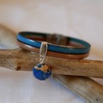 Duo-Lederarmband mit blauem Jaspis-Scheibenstein 