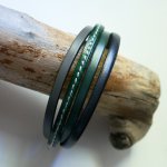 Manschettenarmband aus grünem und grauem Leder für Männer