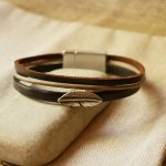 Herrenarmband Manschette Trio aus braunem Vintage-Leder