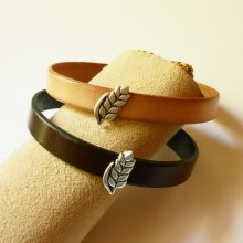 Lederarmband und Schlaufe Weizenähre anpassbar, Weizenhochzeit Mann und Frau