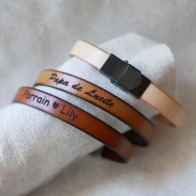 Verstellbares Lederarmband mit schwarzem Verschluss zum Anpassen durch Gravur 