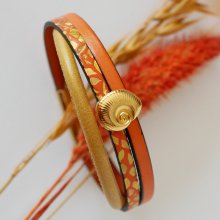 Manschettenarmband für Frauen goldfarben Muschel gold- und orangefarben