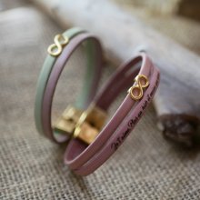Duo-Leder-Armband Infinity-Symbol vergoldet zum Anpassen  