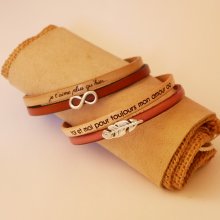 Duo-Lederarmband zum Selbstgestalten mit der kleinen Schlaufe Herz, Stern, Unendlichkeit