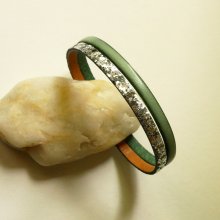 Duo-Armband aus silbernem Paillettenleder und Farbe nach Wahl