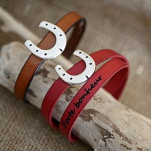 Personalisierbares Lederarmband Hufeisen-Dekor einfache oder doppelte Drehung