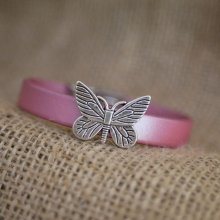Armband für Mädchen aus Leder und personalisierbarem Schmetterlings-Charm