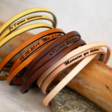 Feines Lederarmband in 3 Runden für Männer oder Frauen personalisiert