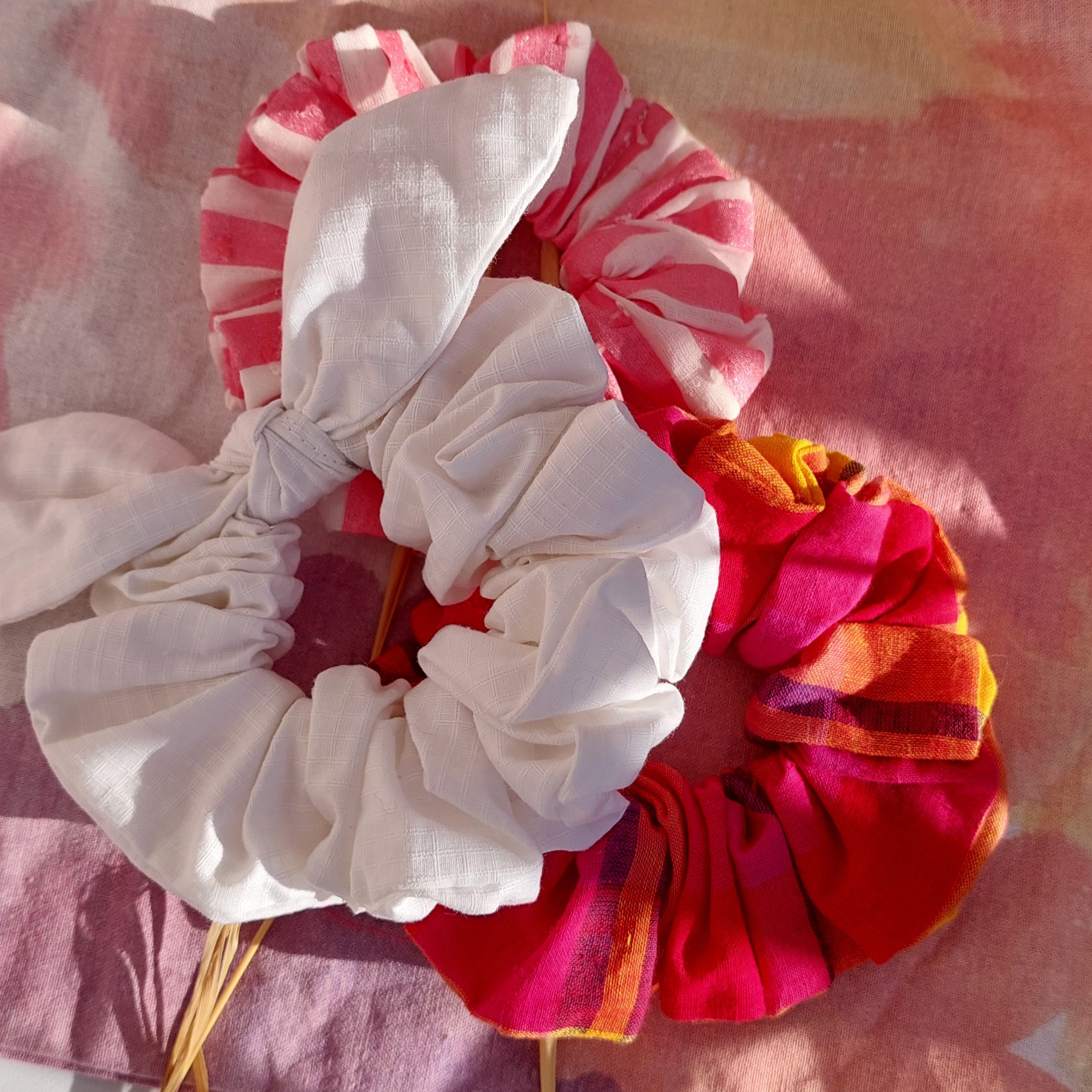 Chouchou Foulchy blanc &agrave; minis carreaux - Nuage