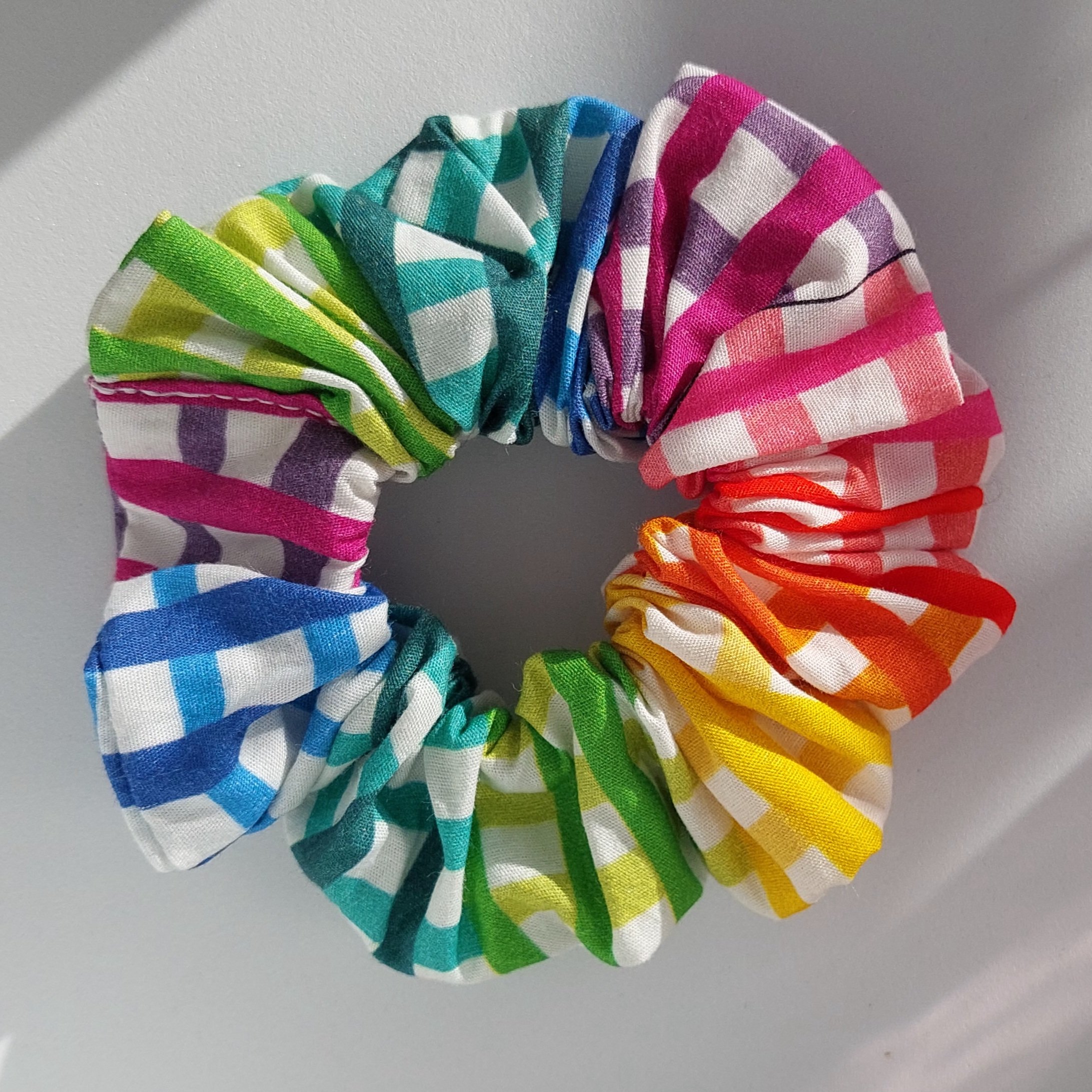 Chouchou &agrave; carreaux multicolore -  Rainbow