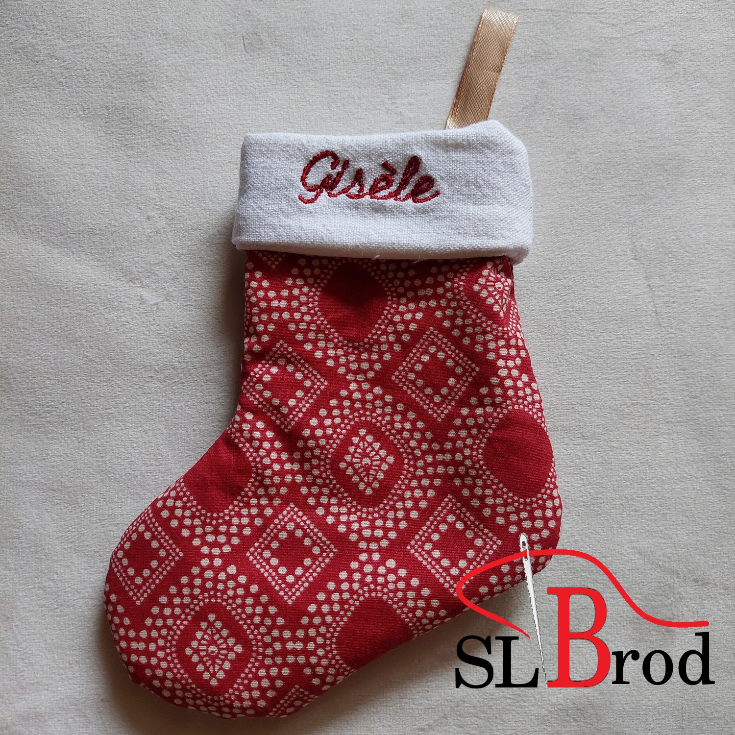 Petite chaussette de Noël Rouge à motif