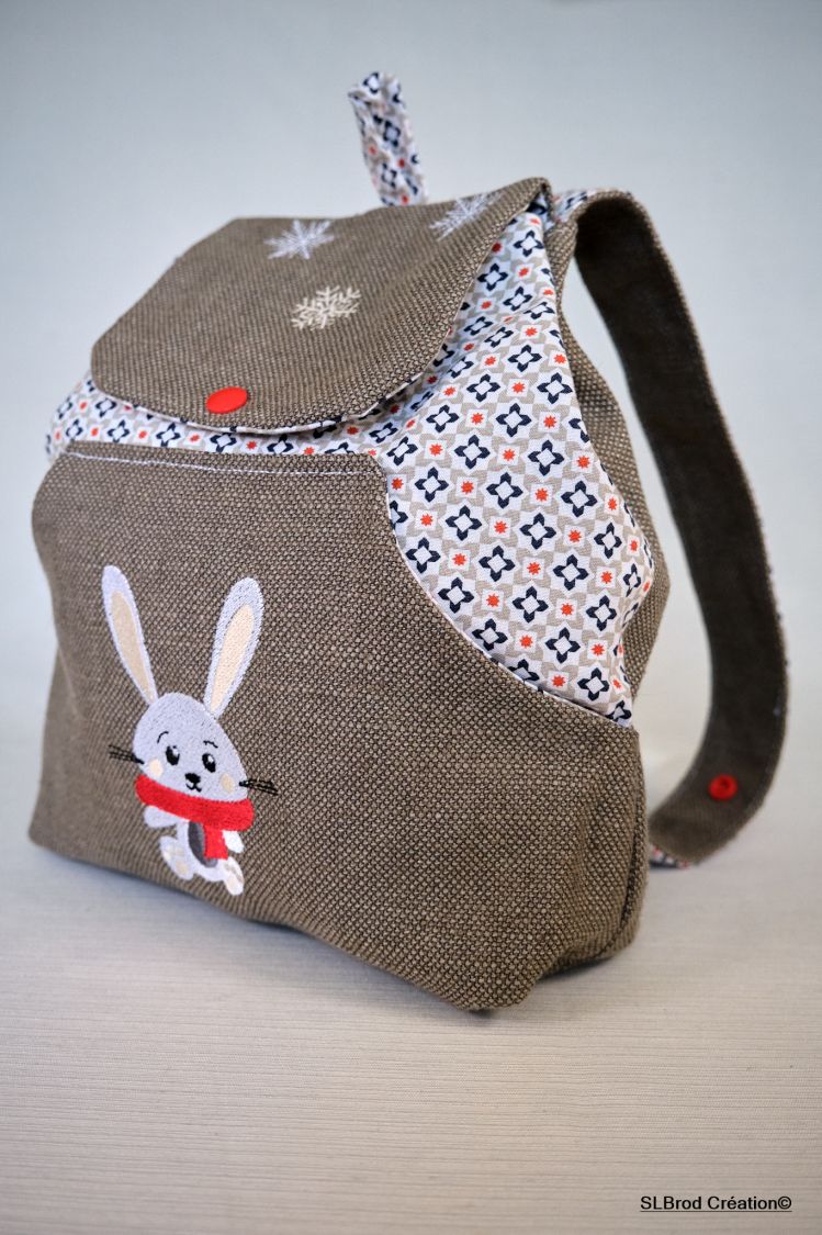 Bestickte Kinder Rucksack Kaninchen Schal rot zu personalisieren