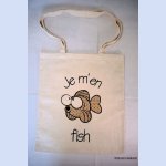 Tote Bag bestickter Fisch mit brauner Applikation