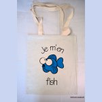 Bestickte Tote Bag Blauer Fisch