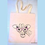 Tote Bag bestickt Giraffe Brille rosa anpassbar