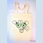 Bestickte Tote Bag Giraffe grüne Brille anpassbar