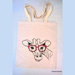 Bestickte Tote Bag Giraffe rote Brille anpassbar