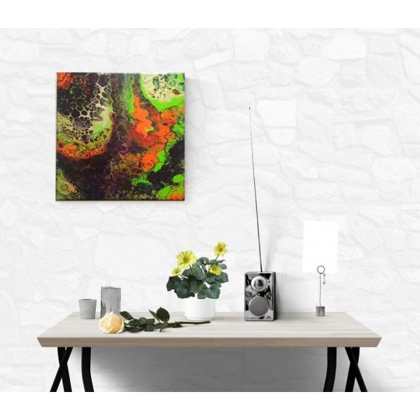 Peinture abstraite - Violet-vert-orange